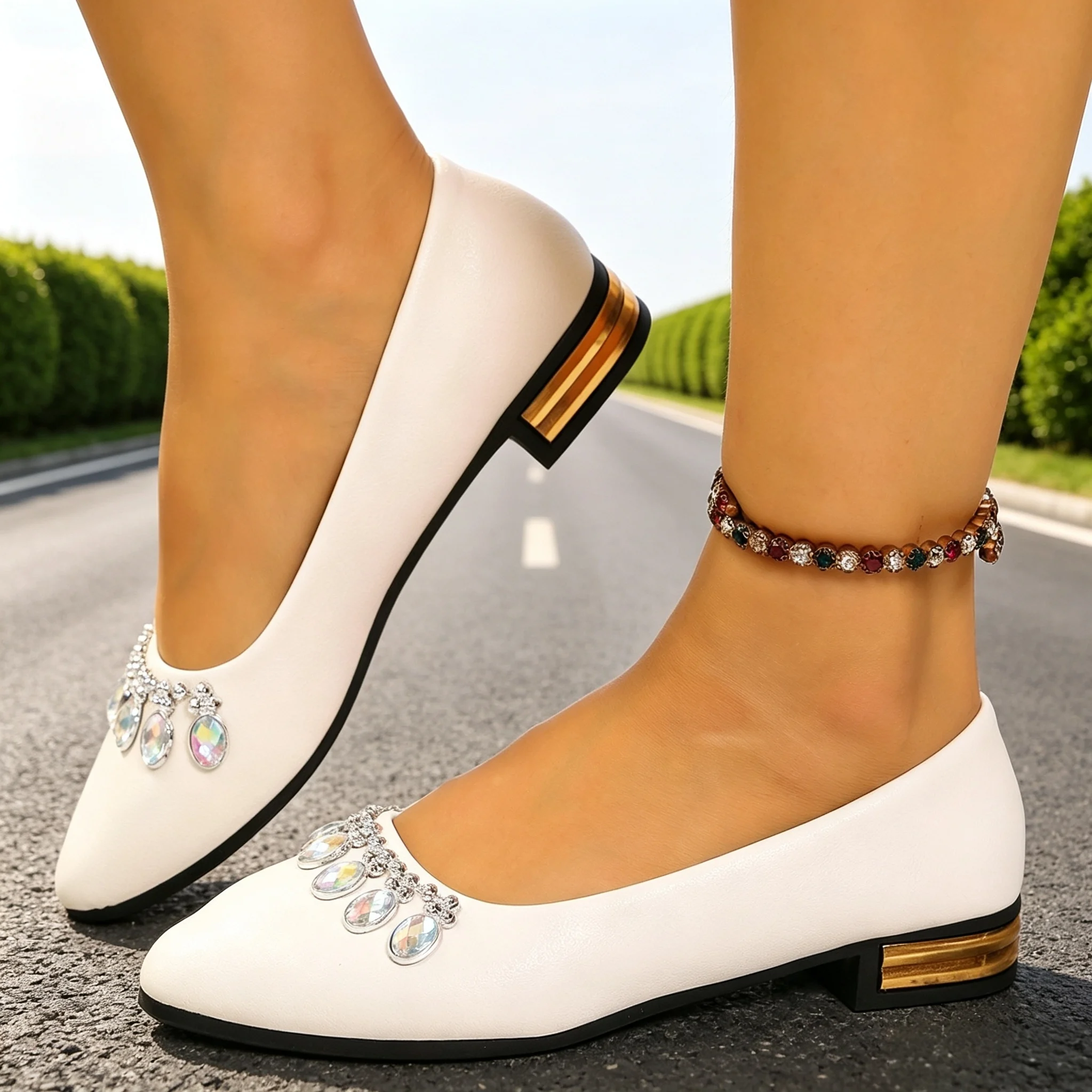 Espadrille Slip On - 여성 플랫 포인티드 토 발레 슈즈