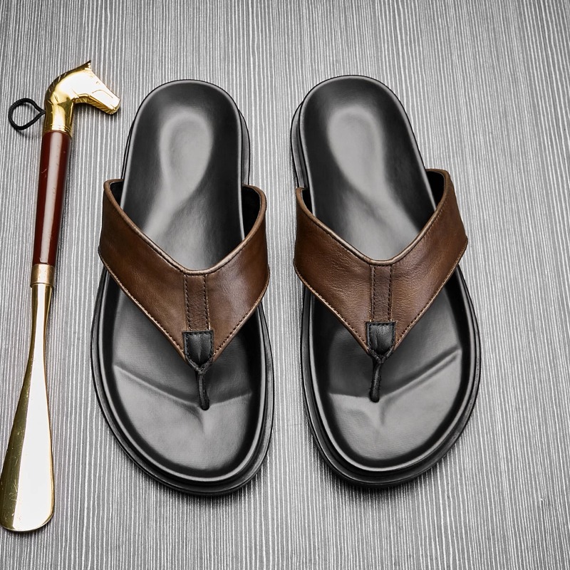 Flip Flop Leather Men - 2026 여름 새로운 남성 정품 가죽