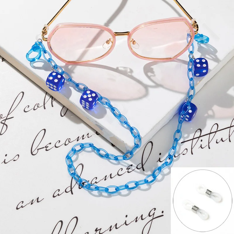 새로운 트렌디한 다이스 컬러풀 아크릴 안경줄 목걸이 여 - Sunglass Retainer Cord 리뷰 및 가격