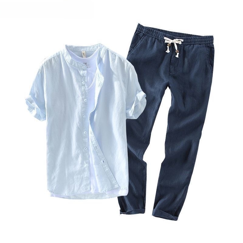 남성 린넨 반팔 캐주얼 셔츠 및 티셔츠 세트 통기성 좋 - Linen Shirt Breathable 리뷰 및 가격