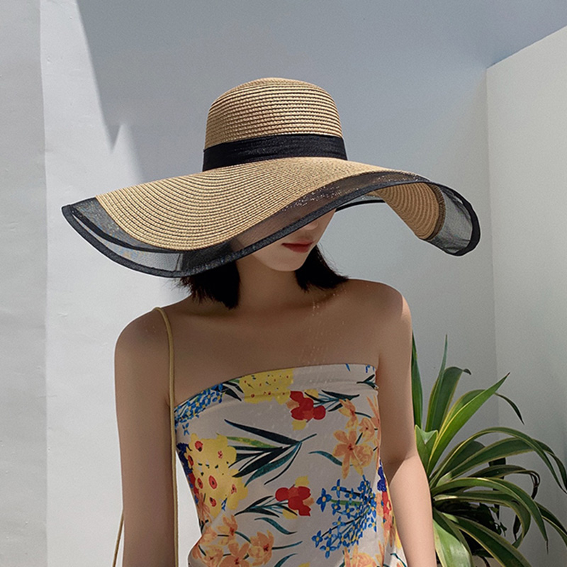 여성 태양 모자 큰 처마 파도 비치 모자 숙녀 모자 큰 - Bucket Hat Straw 리뷰 및 가격